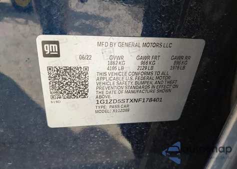 2022 Chevrolet Malibu Fwd Lt z USA, uszkodzony, nr VIN 1G1ZD5STXNF178401